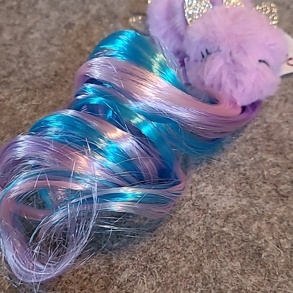 Claire's Club Girl's Plushy Unicorn Clips W/ Curly Extensions! 🩵💜💙